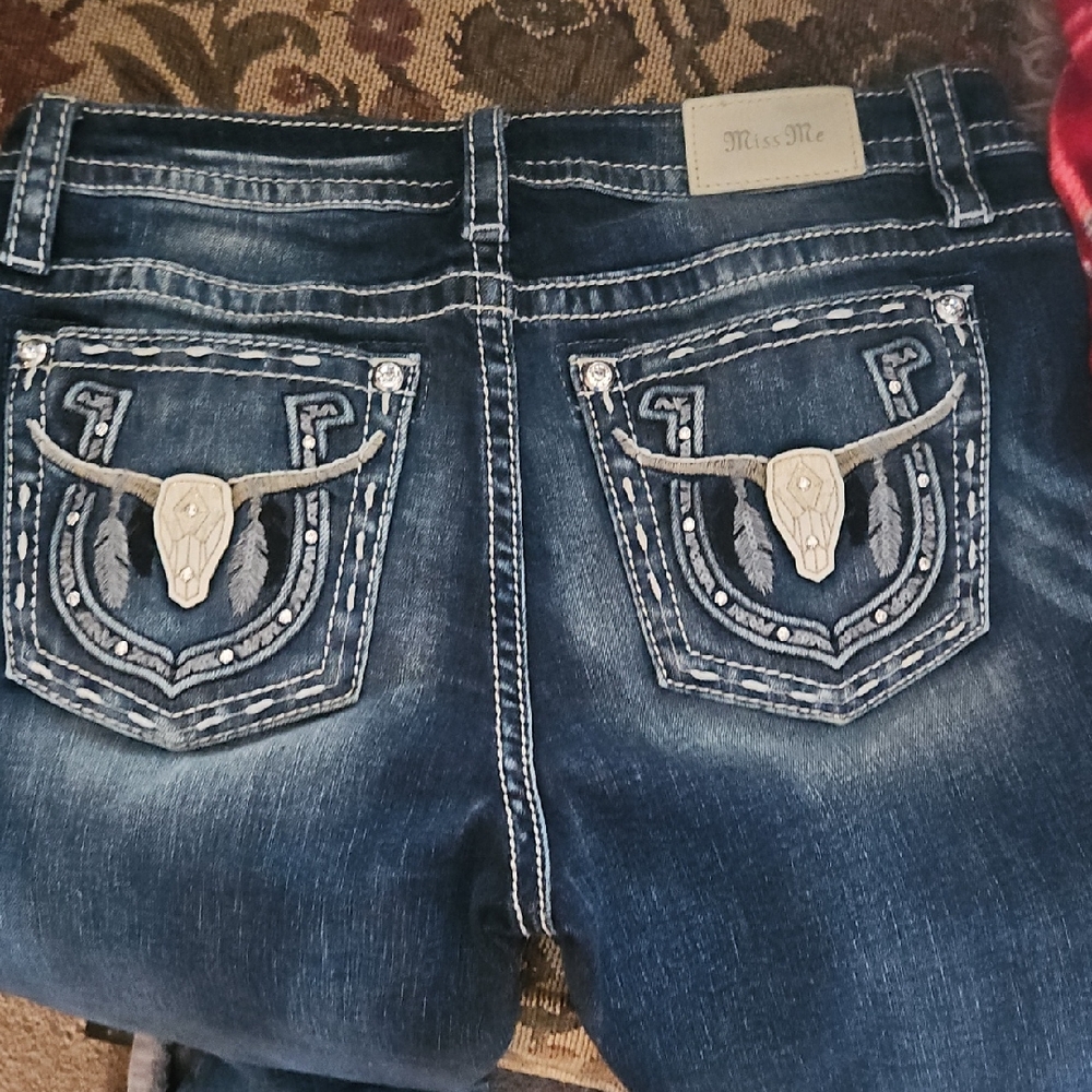 Miss Me Blue Boot Cut Jeans with Embroidered Back